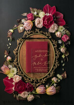 WEDDING INVITATIONS Elegant Invites Classic Cards  Luxury Acrylic Plexi Wedding Invitations, Glamour Golden Shine Wedding Invites, Vintage Floral Wedding Cards, Romantic Red And Gold Wedding Invitation Suite26