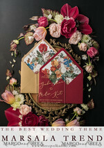 WEDDING INVITATIONS Elegant Invites Classic Cards  Luxury Acrylic Plexi Wedding Invitations, Glamour Golden Shine Wedding Invites, Vintage Floral Wedding Cards, Romantic Red And Gold Wedding Invitation Suite26