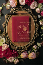 WEDDING INVITATIONS Elegant Invites Classic Cards  Luxury Acrylic Plexi Wedding Invitations, Glamour Golden Shine Wedding Invites, Vintage Floral Wedding Cards, Romantic Red And Gold Wedding Invitation Suite26