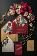 WEDDING INVITATIONS Elegant Invites Classic Cards  Luxury Acrylic Plexi Wedding Invitations, Glamour Golden Shine Wedding Invites, Vintage Floral Wedding Cards, Romantic Red And Gold Wedding Invitation Suite26