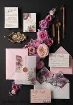 WEDDING INVITATIONS Elegant Invites Classic Cards Vintage Floral Wedding Invitation Suite, Luxury Acrylic Plexi Wedding Invitations, Romantic Pink Wedding Cards, Glamour Golden Wedding Stationery18