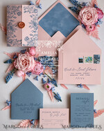 WEDDING INVITATIONS Elegant Invites Classic Cards Velvet Blush Pink Modern Wedding invitations, Acrylic frozen blue pink wedding invitations, Plexi wedding invitations, Luxury blue blush pink Wedding Invitations5