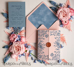 WEDDING INVITATIONS Elegant Invites Classic Cards Velvet Blush Pink Modern Wedding invitations, Acrylic frozen blue pink wedding invitations, Plexi wedding invitations, Luxury blue blush pink Wedding Invitations5