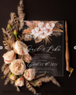 WEDDING INVITATIONS Elegant Invites Classic Cards Romantic Blush Pink Wedding Invitations, Elegant Box Wedding Invitation Suite, Bespoke Acrylic Wedding Cards, Pampas Grass Plexi Wedding Invites2