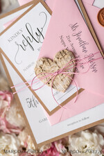 WEDDING INVITATIONS Elegant Invites Classic Cards Vintage Wooden Wedding Invitations, Elegant Birch Heart Wedding Cards, Bespoke Pink Wedding Invites, Handmade Wedding Stationery19