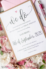 WEDDING INVITATIONS Elegant Invites Classic Cards Vintage Wooden Wedding Invitations, Elegant Birch Heart Wedding Cards, Bespoke Pink Wedding Invites, Handmade Wedding Stationery19