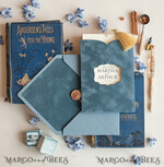 HOCHZEITS EINLADUNGEN Elegante Einladungen Klassische Karten Samt Staubblau Hochzeitskarten, elegante Hochzeitseinladungen, romantische Hochzeitseinladungen Staubblau, Samt-Taschenhochzeitsstationery9