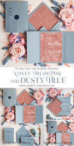 WEDDING INVITATIONS Elegant Invites Classic Cards Velvet Blush Pink Modern Wedding invitations Acrylic, dusty blue pink wedding invitations, Acrylic wedding invitations, Luxury Blush Pink Velvet Wedding Invites6