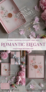 WEDDING INVITATIONS Elegant Invites Classic Cards Luxury Acrylic Plexi Wedding Invitations, Romantic Blush Pink Wedding Invites, Elegant Floral Wedding Cards, Bespoke Spring Wedding Invitation Suite7