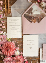 WEDDING INVITATIONS Elegant Invites Classic Cards Elegant Blush Pink Wedding Invitation set, Fine Art Wedding Stationery Vintage Landscape, Minimalistic wedding invites, bespoke stationary17
