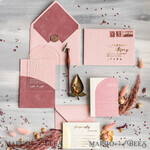 HOCHZEITS EINLADUNGEN Elegante Einladungen Klassische Karten Arch Plexiglas Hochzeitsinvitationsset, Blush Pink Goldene Hochzeitskarten mit RSVP Samtummantelung, Acryl Moderne Hochzeitskarten18