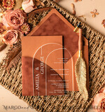 WEDDING INVITATIONS Elegant Invites Classic Cards Arch Acrylic wedding invitations card, Fall elegant Velvet wedding invitations • Terracotta Romantic Wedding Invites • Velvet Copper wedding Stationery7