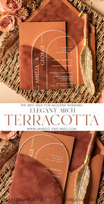 WEDDING INVITATIONS Elegant Invites Classic Cards Arch Acrylic wedding invitations card, Fall elegant Velvet wedding invitations • Terracotta Romantic Wedding Invites • Velvet Copper wedding Stationery7