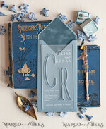 WEDDING INVITATIONS Elegant Invites Classic Cards Acrylic satin wedding invitations, Light blue Wedding invitations online, Luxory Wedding Invitation Suite8