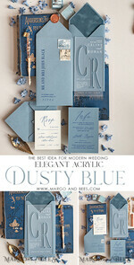 WEDDING INVITATIONS Elegant Invites Classic Cards Acrylic satin wedding invitations, Light blue Wedding invitations online, Luxory Wedding Invitation Suite8