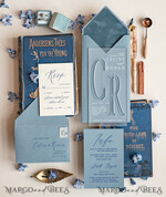 WEDDING INVITATIONS Elegant Invites Classic Cards Acrylic satin wedding invitations, Light blue Wedding invitations online, Luxory Wedding Invitation Suite8