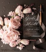 HOCHZEITS EINLADUNGEN Elegante Einladungen Klassische Karten Romantische Blush-Pink-Box-Hochzeitseinladung Suite, elegante Heather-Hochzeitseinladungen, luxuriöse Acryl-Plexi-Hochzeitseinladungen, Glamour-Vellum-Hochzeitkarten28