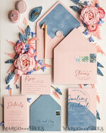 WEDDING INVITATIONS Elegant Invites Classic Cards Luxury Arch Acrylic Wedding Invitations, Velvet Pocket Dusty blue Modern Wedding Cards, blush pink, Plexi Wedding Invitation Suite,  Arch Modern Wedding Invites, Elegant  Velvet Wedding Stationery  Ice blue and pink8