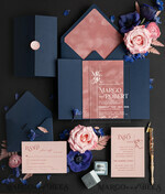 WEDDING INVITATIONS Elegant Invites Classic Cards Velvet Modern Wedding invitations Acrylic, elegant Acrylic wedding cards, Romantic Minimalist Wedding Invites, Luxury Navy wedding Stationary9