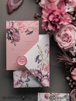 HOCHZEITS EINLADUNGEN Elegante Einladungen Klassische Karten Luxuriöse florale Acryl-Plexi-Hochzeitskarten, romantische Blush-Pink-Hochzeitskarten, Vintage-Hochzeitskarten-Set, elegante und handgemachte Hochzeitskarten.36