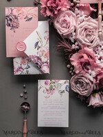 HOCHZEITS EINLADUNGEN Elegante Einladungen Klassische Karten Luxuriöse florale Acryl-Plexi-Hochzeitskarten, romantische Blush-Pink-Hochzeitskarten, Vintage-Hochzeitskarten-Set, elegante und handgemachte Hochzeitskarten.36