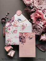 HOCHZEITS EINLADUNGEN Elegante Einladungen Klassische Karten Luxuriöse florale Acryl-Plexi-Hochzeitskarten, romantische Blush-Pink-Hochzeitskarten, Vintage-Hochzeitskarten-Set, elegante und handgemachte Hochzeitskarten.36