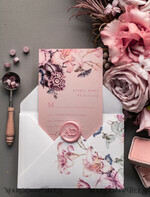 HOCHZEITS EINLADUNGEN Elegante Einladungen Klassische Karten Luxuriöse florale Acryl-Plexi-Hochzeitskarten, romantische Blush-Pink-Hochzeitskarten, Vintage-Hochzeitskarten-Set, elegante und handgemachte Hochzeitskarten.36