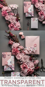 HOCHZEITS EINLADUNGEN Elegante Einladungen Klassische Karten Luxuriöse florale Acryl-Plexi-Hochzeitskarten, romantische Blush-Pink-Hochzeitskarten, Vintage-Hochzeitskarten-Set, elegante und handgemachte Hochzeitskarten.36