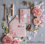 WEDDING INVITATIONS Elegant Invites Classic Cards Romantic Floral Wedding Invitations, Elegant Blush Pink Wedding Invites With Vellum Cover, Glamour Pink Wedding Invitation Suite, Luxury Wedding Cards 7
