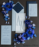 WEDDING INVITATIONS Elegant Invites Classic Cards Acrylic wedding invitations, Navy velvet Wedding invitations online, dusty blue Navy wedding invitations, Romantic Wedding Invitation Suite5