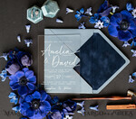 HOCHZEITS EINLADUNGEN Elegante Einladungen Klassische Karten Samtene marineblaue moderne Hochzeitskarten, Acryl gefrorene blaue HochzeitsEinladungen, staubige blaue Plexi Hochzeitskarte Set, luxuriöse pastellblaue Hochzeitskarten.8