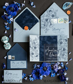 HOCHZEITS EINLADUNGEN Elegante Einladungen Klassische Karten Samtene marineblaue moderne Hochzeitskarten, Acryl gefrorene blaue HochzeitsEinladungen, staubige blaue Plexi Hochzeitskarte Set, luxuriöse pastellblaue Hochzeitskarten.8