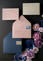 WEDDING INVITATIONS Elegant Invites Classic Cards Luxury Acrylic Plexi Wedding Invitations, Romantic Blush Pink Wedding Invites With Vellum Cover, Elegant Royal Navy Wedding Cards, Bespoke Floral Wedding Invitation Suite30