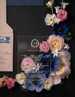 WEDDING INVITATIONS Elegant Invites Classic Cards Luxury Acrylic Plexi Wedding Invitations, Romantic Blush Pink Wedding Invites With Vellum Cover, Elegant Royal Navy Wedding Cards, Bespoke Floral Wedding Invitation Suite30