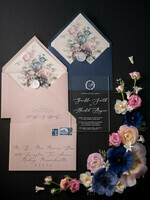 WEDDING INVITATIONS Elegant Invites Classic Cards Luxury Acrylic Plexi Wedding Invitations, Romantic Blush Pink Wedding Invites With Vellum Cover, Elegant Royal Navy Wedding Cards, Bespoke Floral Wedding Invitation Suite30