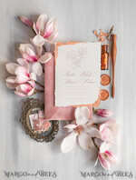 WEDDING INVITATIONS Elegant Invites Classic Cards Blush Pink The wedding invitation Set, Luxury wedding invitations Velvet Envelope, Elegant Wedding Invitation Suite, Golden deckled edge paper wedding Invitess9