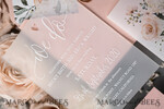 HOCHZEITS EINLADUNGEN Elegante Einladungen Klassische Karten Romantische Blush-Pink-Hochzeitseinladungen, luxuriöse gefrorene Acryl-Plexi-Hochzeitseinladungen, elegante florale Hochzeitseinladungen, handgefertigte Vellum-Hochzeitseinladungssuite.14