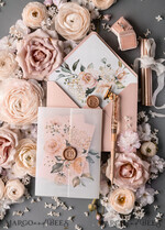 HOCHZEITS EINLADUNGEN Elegante Einladungen Klassische Karten Romantische Blush-Pink-Hochzeitseinladungen, luxuriöse gefrorene Acryl-Plexi-Hochzeitseinladungen, elegante florale Hochzeitseinladungen, handgefertigte Vellum-Hochzeitseinladungssuite.14