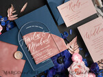 WEDDING INVITATIONS Elegant Invites Classic Cards Navy Blue Dusty Pink velvet Pocket Plexi wedding Invitation Set, Elegant Arch Acrylic Wedding Invitations Dark blue, Velvet Pocket blush pink Modern Wedding, Plexi Wedding Cards Suite9