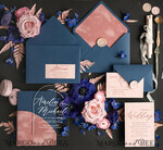 WEDDING INVITATIONS Elegant Invites Classic Cards Navy Blue Dusty Pink velvet Pocket Plexi wedding Invitation Set, Elegant Arch Acrylic Wedding Invitations Dark blue, Velvet Pocket blush pink Modern Wedding, Plexi Wedding Cards Suite9