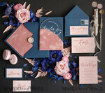 WEDDING INVITATIONS Elegant Invites Classic Cards Navy Blue Dusty Pink velvet Pocket Plexi wedding Invitation Set, Elegant Arch Acrylic Wedding Invitations Dark blue, Velvet Pocket blush pink Modern Wedding, Plexi Wedding Cards Suite9