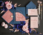 WEDDING INVITATIONS Elegant Invites Classic Cards Navy Blue Dusty Pink velvet Pocket Plexi wedding Invitation Set, Elegant Arch Acrylic Wedding Invitations Dark blue, Velvet Pocket blush pink Modern Wedding, Plexi Wedding Cards Suite9