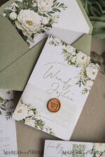 HOCHZEITS EINLADUNGEN Elegante Einladungen Klassische Karten Vintage Salbeigrüne Hochzeitskarten, Elegante Grünpflanzen Hochzeitseinladungen, Maßgeschneiderte Vellum Hochzeits Einladung Suite, Minimalistische grüne Hochzeitskarten10