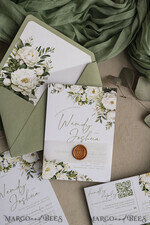 HOCHZEITS EINLADUNGEN Elegante Einladungen Klassische Karten Vintage Salbeigrüne Hochzeitskarten, Elegante Grünpflanzen Hochzeitseinladungen, Maßgeschneiderte Vellum Hochzeits Einladung Suite, Minimalistische grüne Hochzeitskarten10
