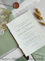 HOCHZEITS EINLADUNGEN Elegante Einladungen Klassische Karten Vintage Salbeigrüne Hochzeitseinladungen, Elegante Grünpflanzen-Hochzeitseinladungen, Handgemachtes Vellum-Hochzeitseinladungset, Minimalistische grüne Hochzeitseinladungen19