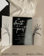WEDDING INVITATIONS Elegant Invites Classic Cards Black Halloween wedding invitation set, Gloss Black Acrylic Invites, Goth Wedding Stationery, skeleton lovers black plexi wedding invitations set21