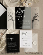 WEDDING INVITATIONS Elegant Invites Classic Cards Black Halloween wedding invitation set, Gloss Black Acrylic Invites, Goth Wedding Stationery, skeleton lovers black plexi wedding invitations set21