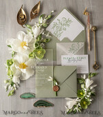 WEDDING INVITATIONS Elegant Invites Classic Cards Luxury Olive Wedding Invitations, Elegant Tuscany Wedding Invites, Romantic Italian Wedding Cards, Destination Wedding Invitation Suite, Bespoke Green Wedding Stationery4