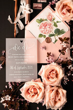HOCHZEITS EINLADUNGEN Elegante Einladungen Klassische Karten Luxus Gefrorene Acryl Plexi Hochzeits Einladungen, Romantische Blush Pink Hochzeits Einladungen, Elegante Pfingstrose Hochzeitskarten, Minimalistische Hochzeitsstationery21