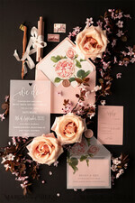 HOCHZEITS EINLADUNGEN Elegante Einladungen Klassische Karten Luxus Gefrorene Acryl Plexi Hochzeits Einladungen, Romantische Blush Pink Hochzeits Einladungen, Elegante Pfingstrose Hochzeitskarten, Minimalistische Hochzeitsstationery21